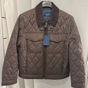 Cole Haan Quilted Jacket with Corduroy Collar - Brown